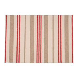 Set de table en coton épais rayures - Rouge