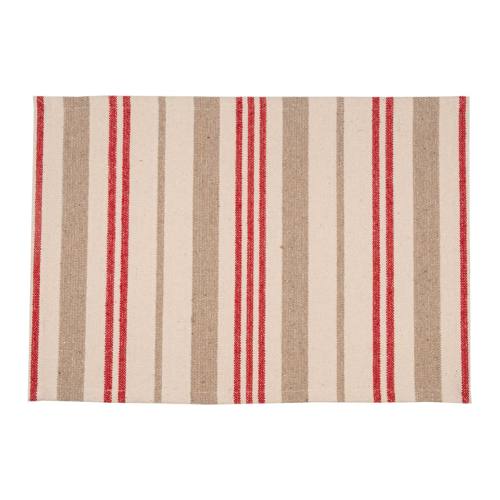 Set de table en coton épais rayures - Rouge