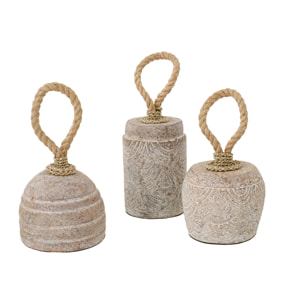 J-Line Cale-porte - céramique - beige - 3 pièces