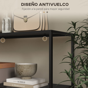 Mesa de Consola Estilo Industrial Mesa de Entrada con Estante Marco de Acero y Antivuelco Mueble de Recibidor para Salón Pasillo Carga 20 kg 90x30x75 cm Negro