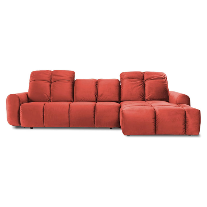 Canapé d'Angle Droit Velours Anacapri, 3 Places, Repose-têtes Ajustables, Style Contemporain