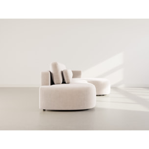 Mahina - canapé d'angle droit 4 places convertible avec coffre en velours côtelé - Beige