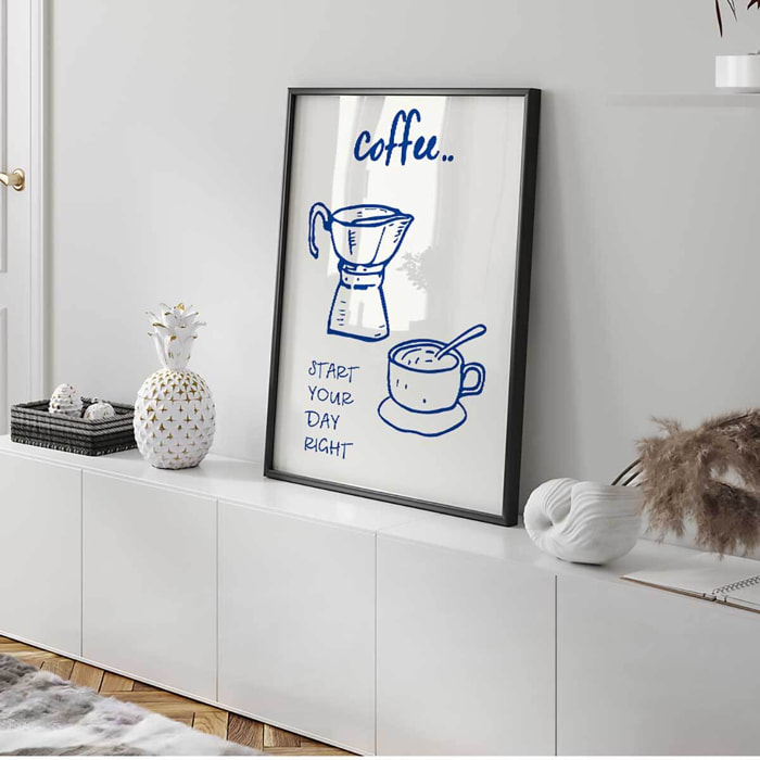 Affiche encadrée coffee start your day Affiche + cadre en métal - Noir