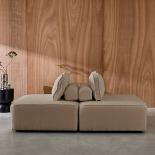 Lot de 2 chauffeuses pour canapé modulable tissu bouclette beige 1 place Bao. L 90 x P 90 x H 74cm