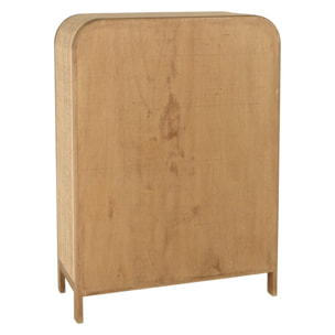 AMY - Armoire forme arrondie mindi et rotin naturel 2 portes 3 étagères AMY