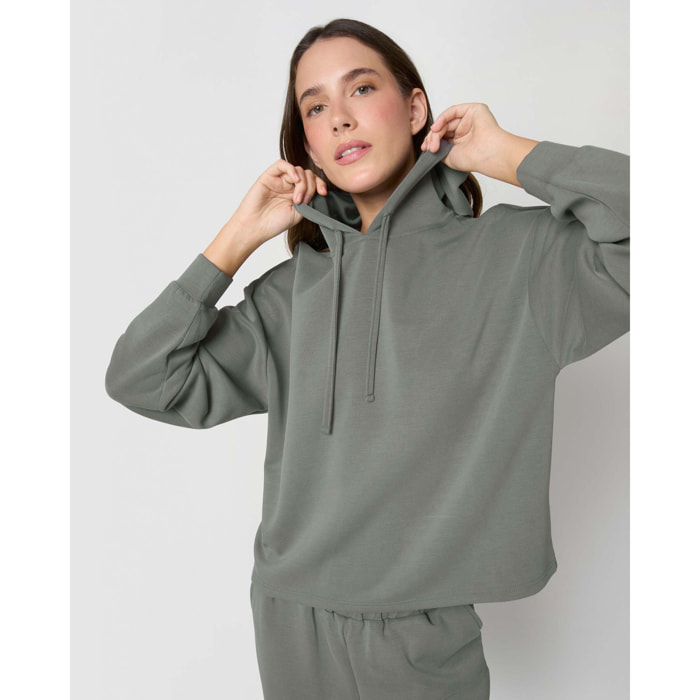 Felpa con cappuccio in stile modal da donna acquamarina