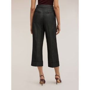 Motivi - Pantalones cropped mezcla de ramio - Gris