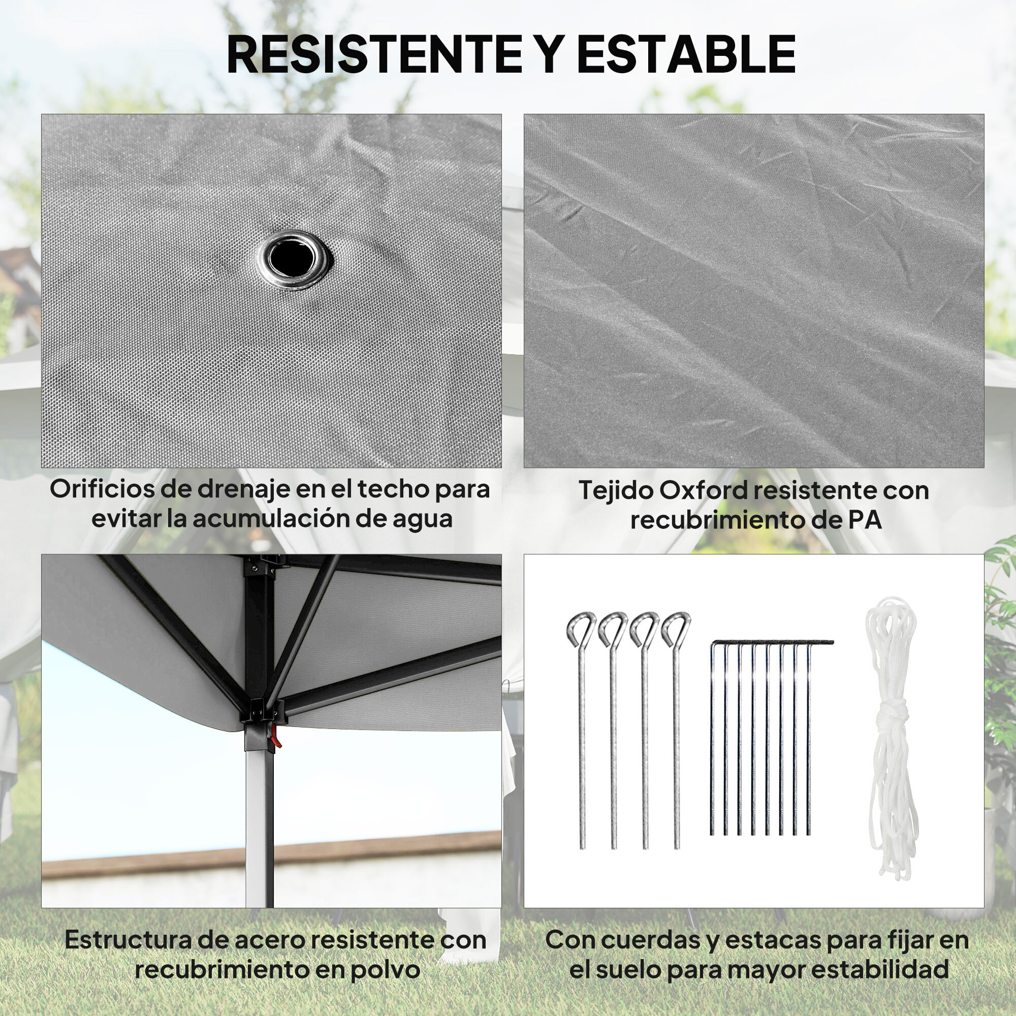 Carpa Plegable 3,3x3,3 m Pop-up, Cenador de Jardín con Altura Ajustable 3 Niveles, Doble Techo, 4 Mosquiteras Extraíbles y Bolsa Transporte, Impermeable, Anti-UV para Exterior, Fiestas, Gris