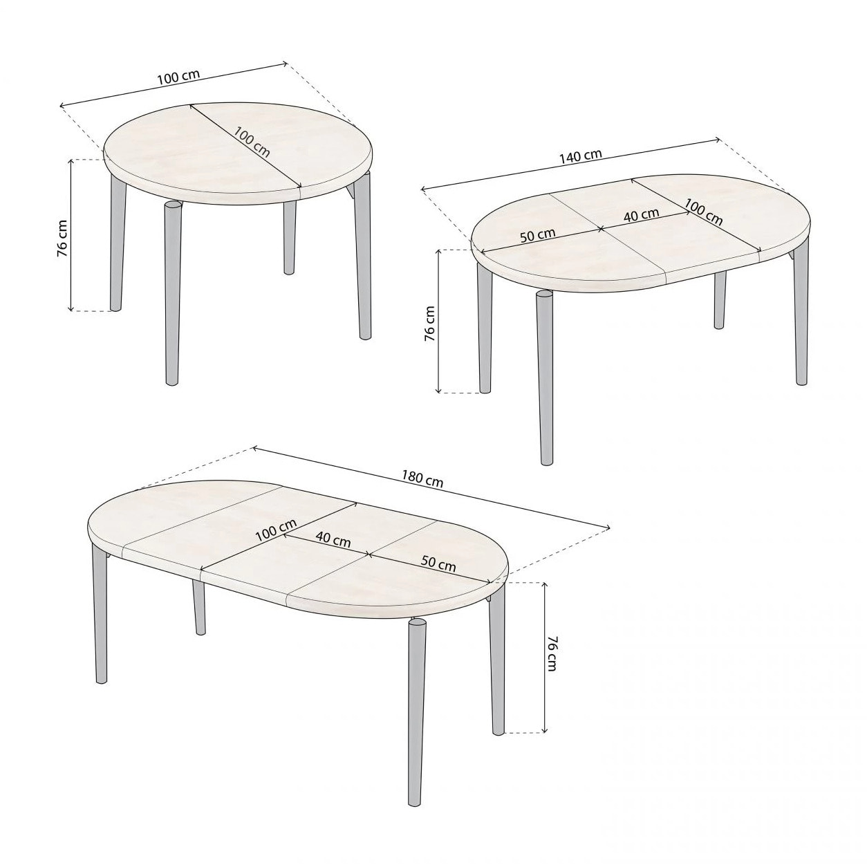 Mesa redonda extensible Padma Negro - Roble
