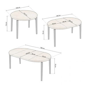 Mesa redonda extensible Padma Negro - Roble
