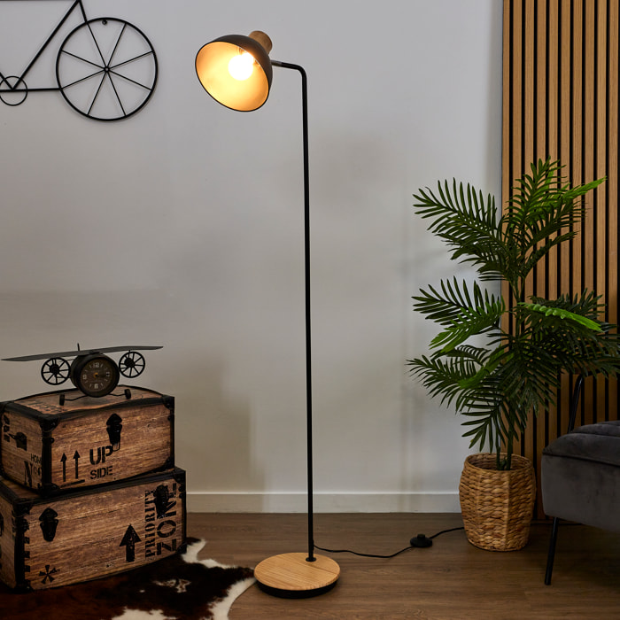 Lampadaire Metal Noire Bois M2
