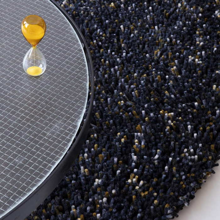 Tapis shaggy tissé en laine motif faux uni RABI