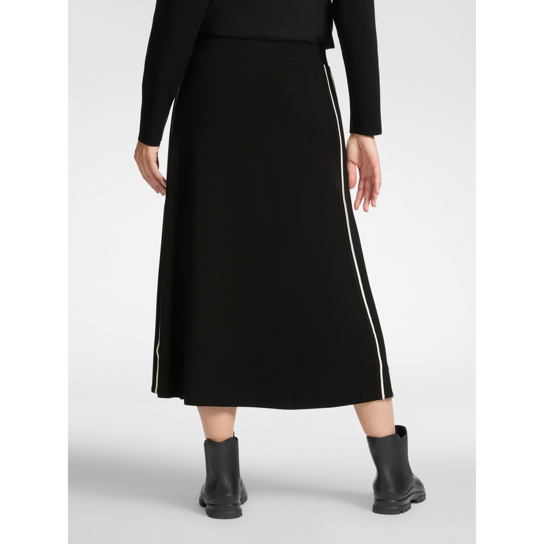 Elena Mirò - Gonna in tricot con riga laterale - Nero
