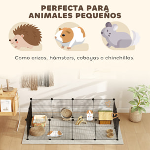 Valla Metálica para Mascotas con 12 Paneles Parque Metálico para Animales Pequeños Desmontable Diseño DIY para Erizo Conejos 140x70x35 cm Negro