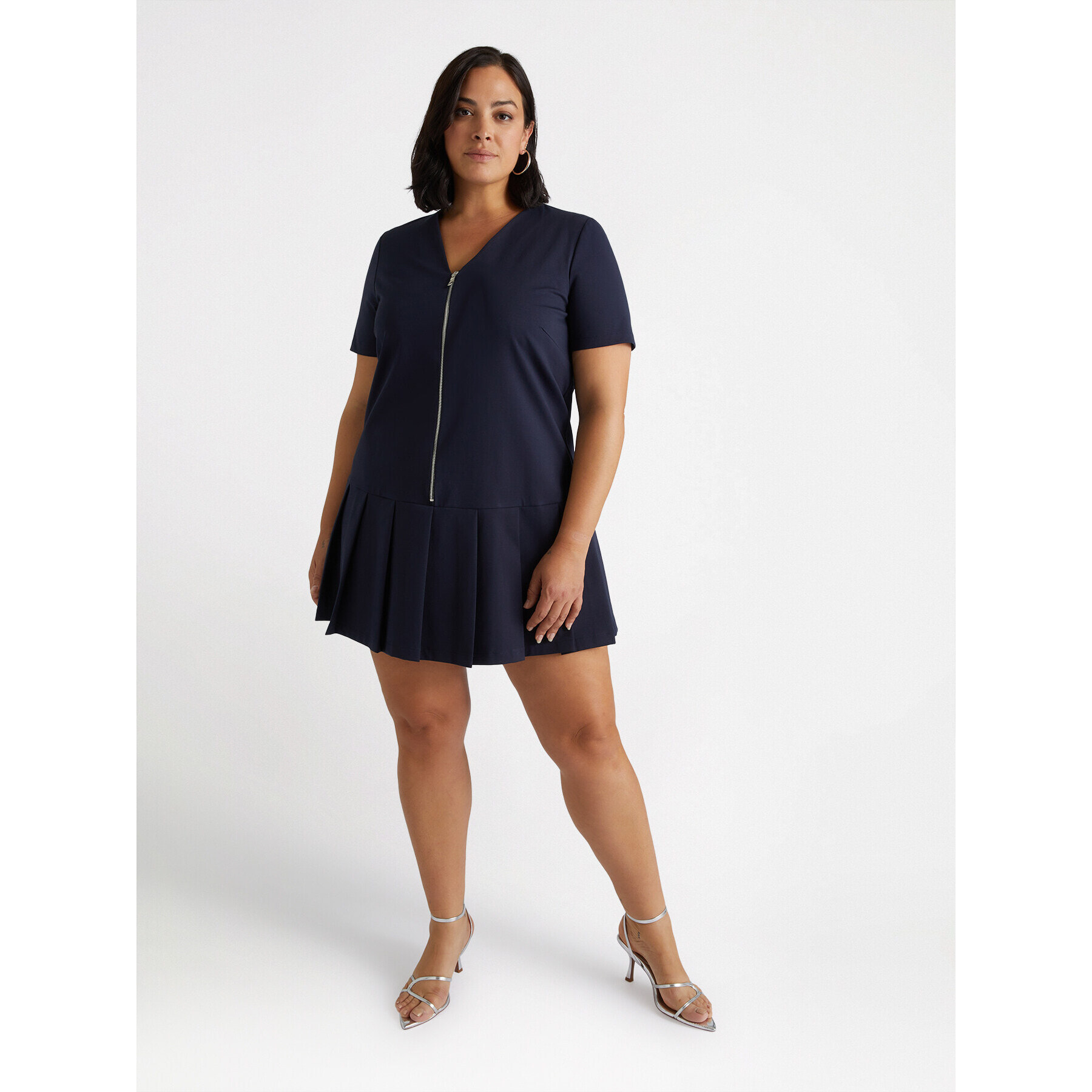 Fiorella Rubino - Vestito corto con zip e pieghe - Blu