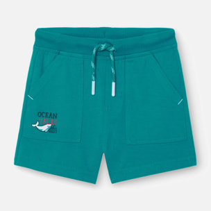 Bermudas bÃ¡sicas niÃ±o, estampado, verde agua