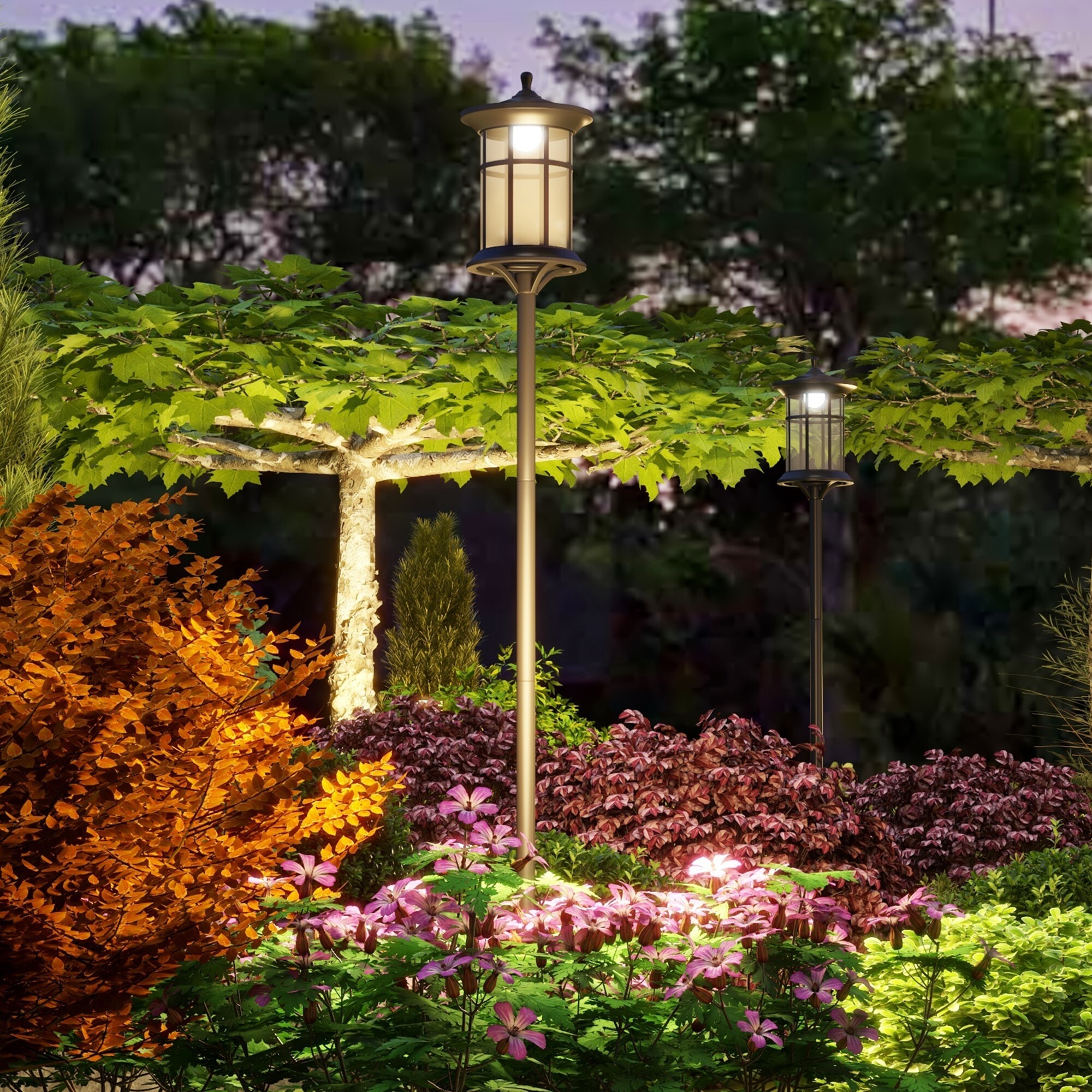 Outsunny Lampione Solare da Giardino Alto 184cm con Luce LED Bianco Freddo e IP44, Nero