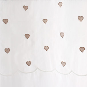 Paire de petits voilages droits sablés avec top à coeurs - Beige