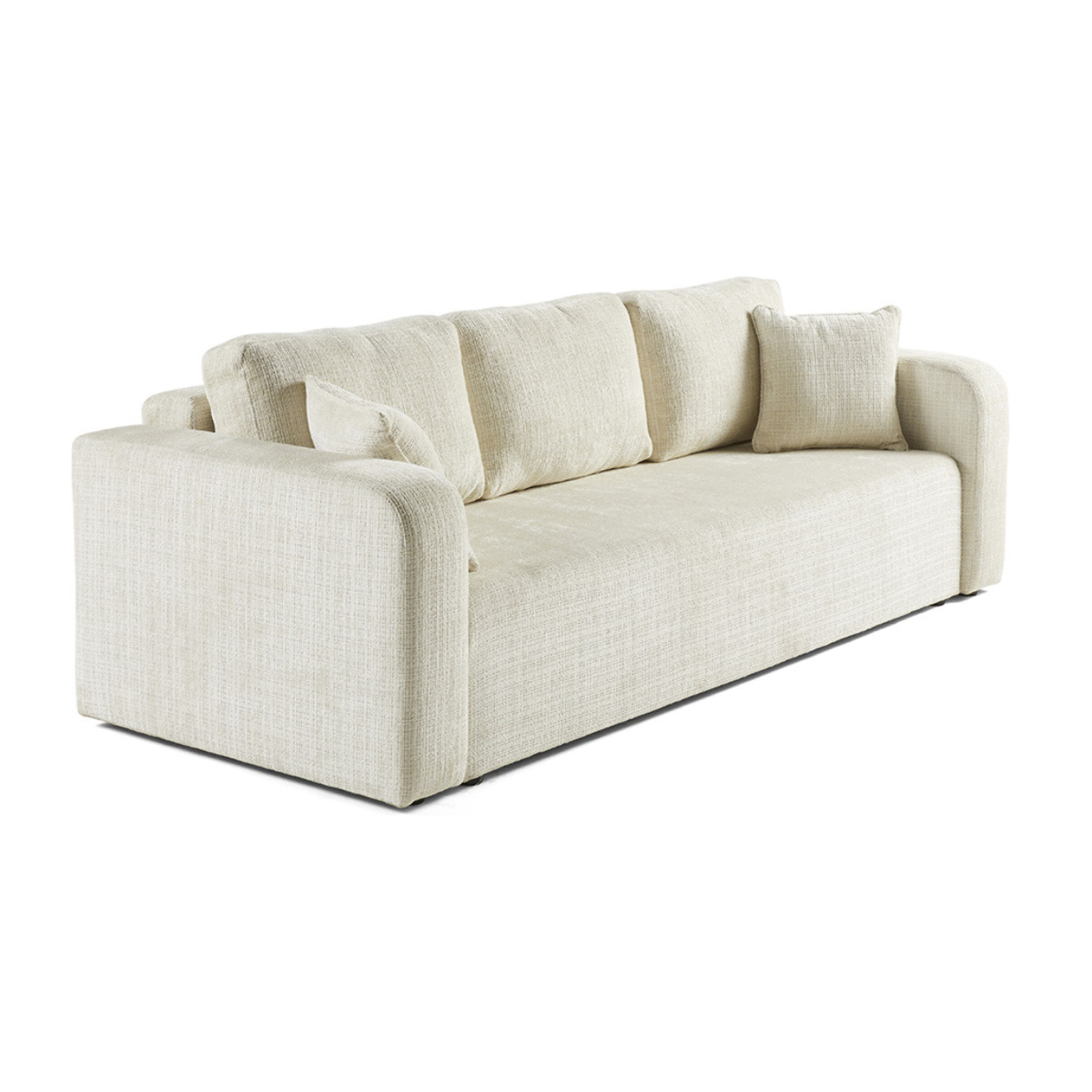 Miro - canapé droit 3 places - convertible avec coffre - en velours texturé - Beige