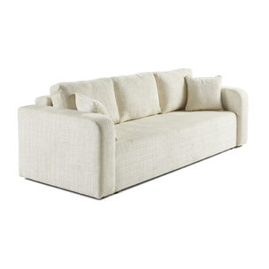 Miro - canapé droit 3 places - convertible avec coffre - en velours texturé - Beige