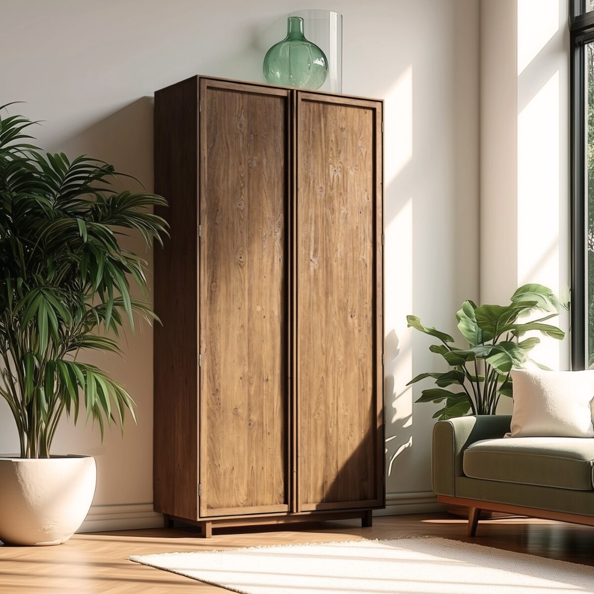 SIXTINE - Armoire 2 portes 90x200cm en bois de teck recyclé