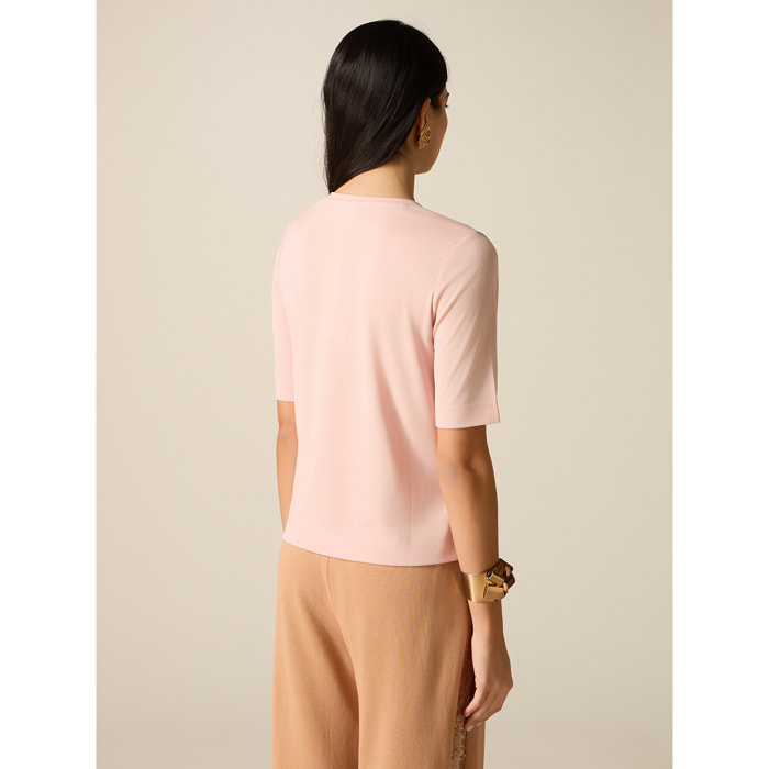 Oltre - Camiseta con tachuelas degradadas - Rosa