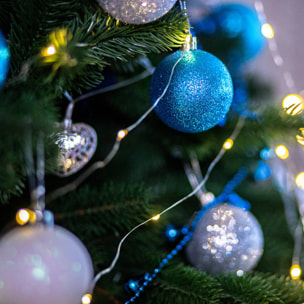 juego de 25 bolas de navidad color azul - brillantes