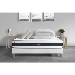 Pack prêt à dormir matelas FORM + sommier kit blanc + 2 oreillers mémoire de forme + Couette Percale