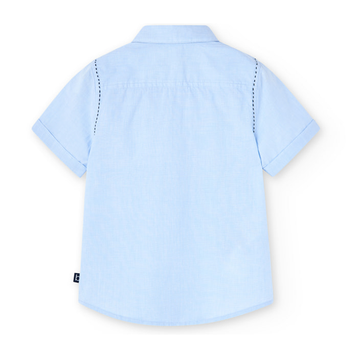 Camisa fil a fil niño, algodón, azul celeste