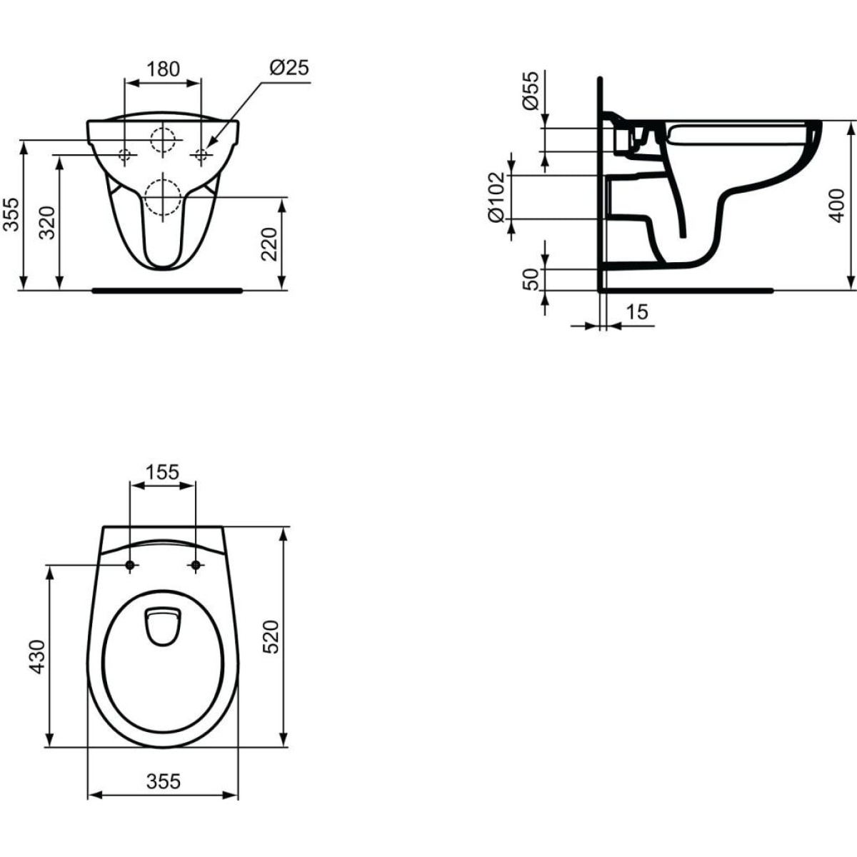 Pack WC Bâti-support autoportant + WC Porcher sans bride + Abattant Astor + Plaque Chrome mat (SMART-Porcher-M572)