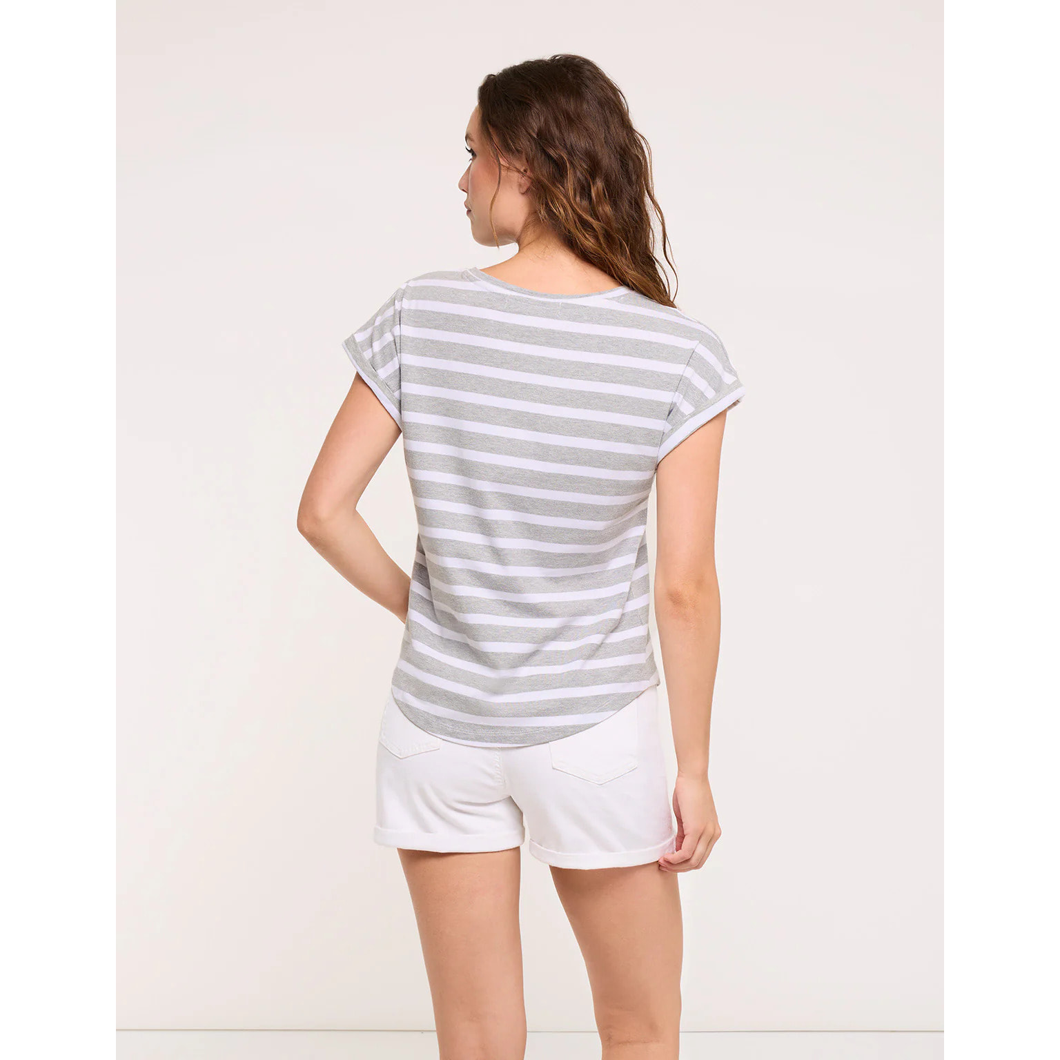 Camiseta Manga Corta de Rayas Gris - Madonna