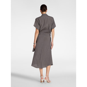 Elena Mirò - Vestito chemisier misto modal rigato - Grigio
