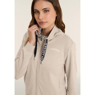 Tuta con zip e collo alto con interno animalier