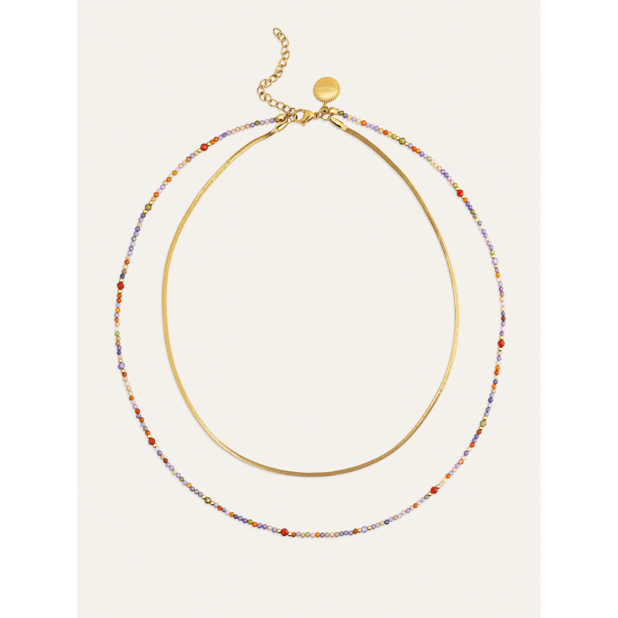 Collar Doble Crystals Lisse Acero Baño Oro