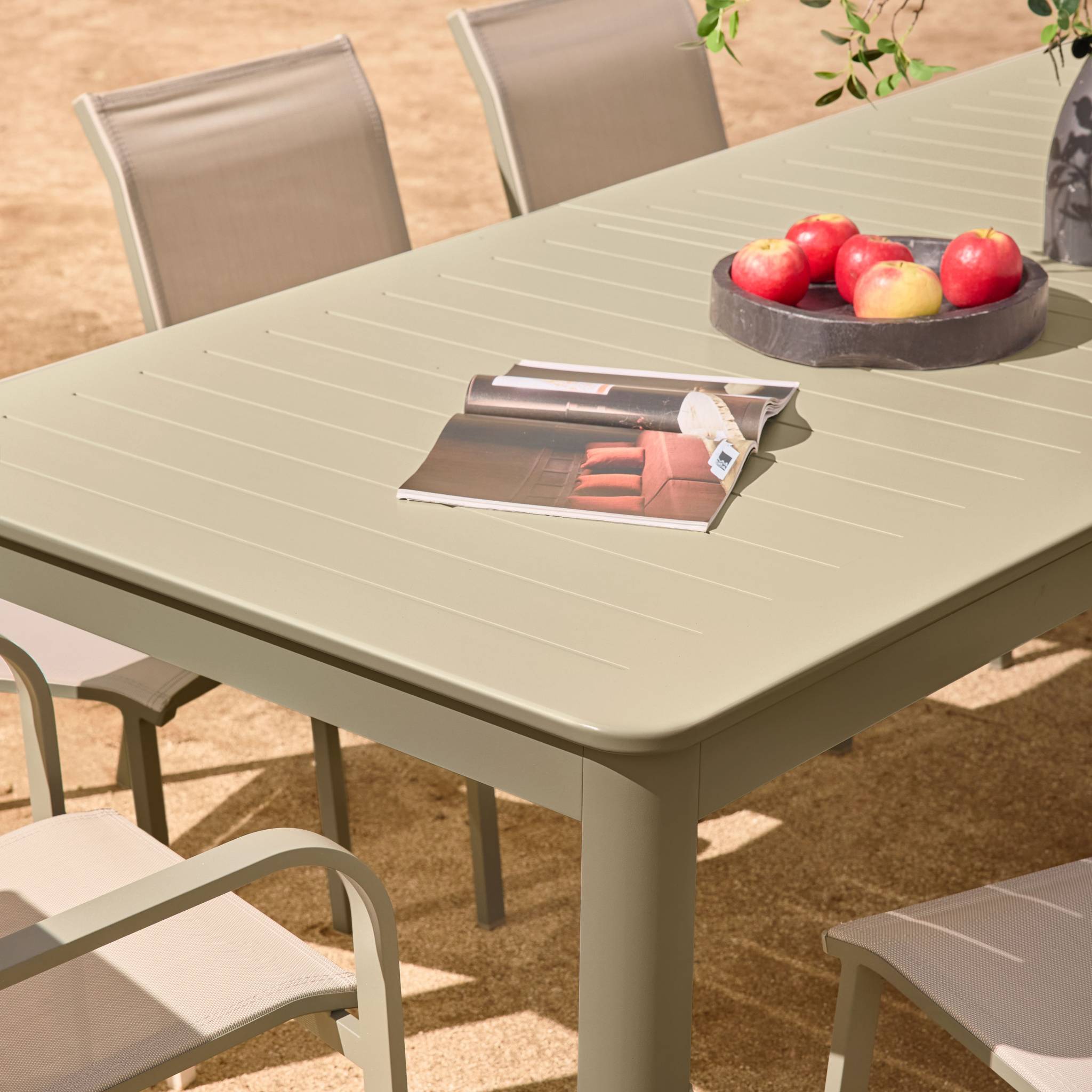 Table de jardin extensible aluminium + 10 assises SEATTLE + BUFFALO