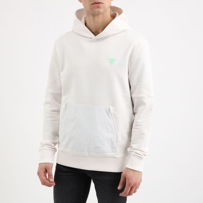 Sweat à capuche Zubin - logo - blanc