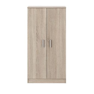 Armadio multiuso Corona, Mobile ausiliario a 2 ante, Mobile basso portascarpe con 6 ripiani, Scarpiera moderna, cm 55x36h108, Rovere