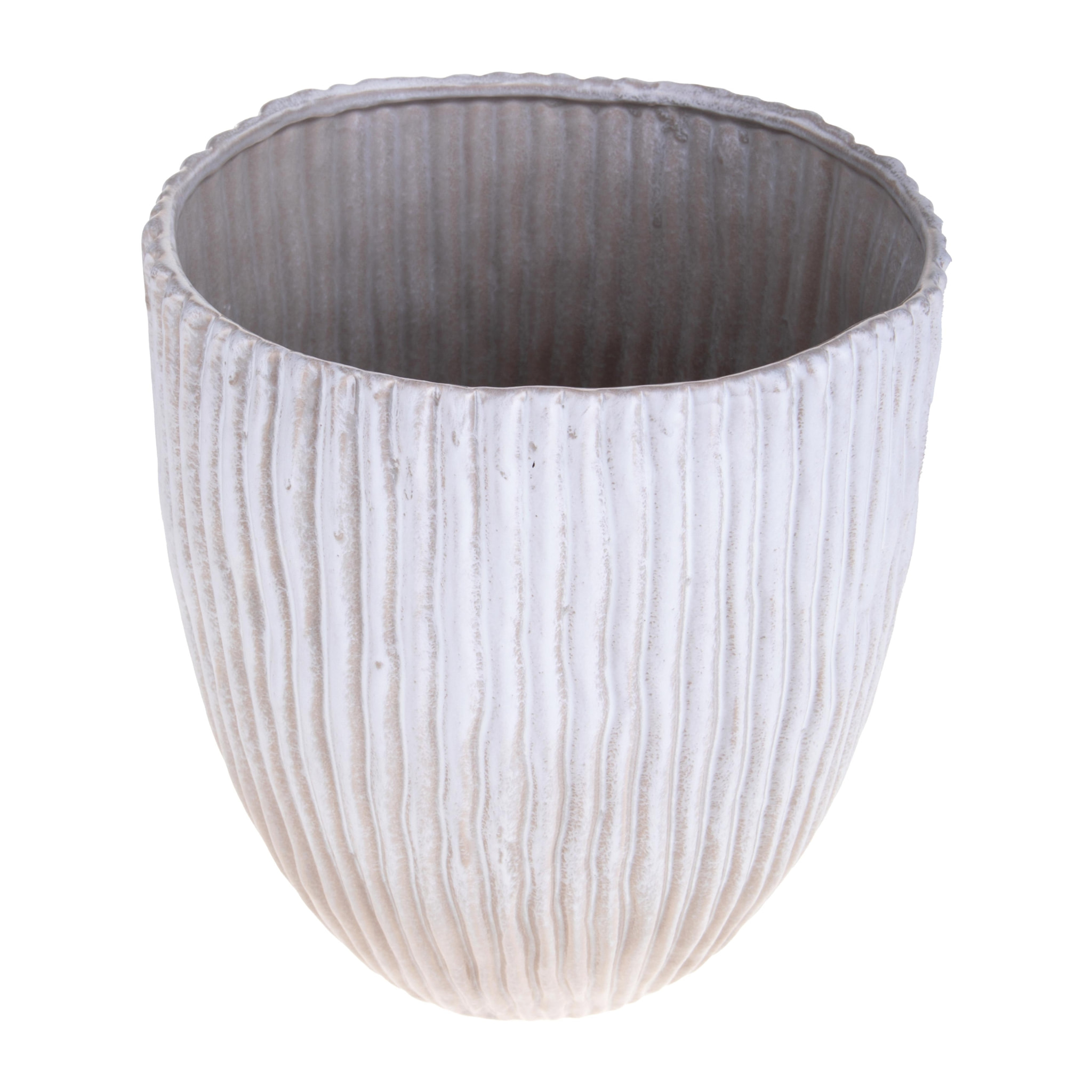 Vaso Rigato - Pezzi 1 - Colore: Beige Bicolore - 29xH31,5x27cm - Bianchi Dino -