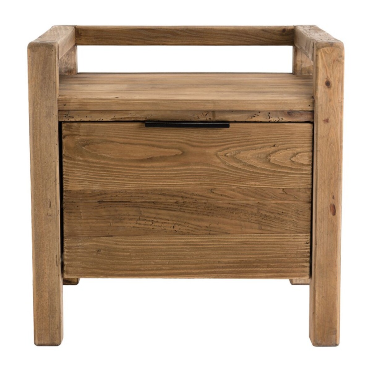 SANDY - Chevet marron 1 tiroir bois Pin recyclé