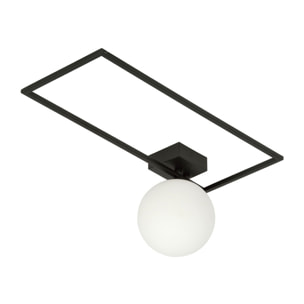 Lampada a parete IMAGO in acciaio nero opaco e vetro opale