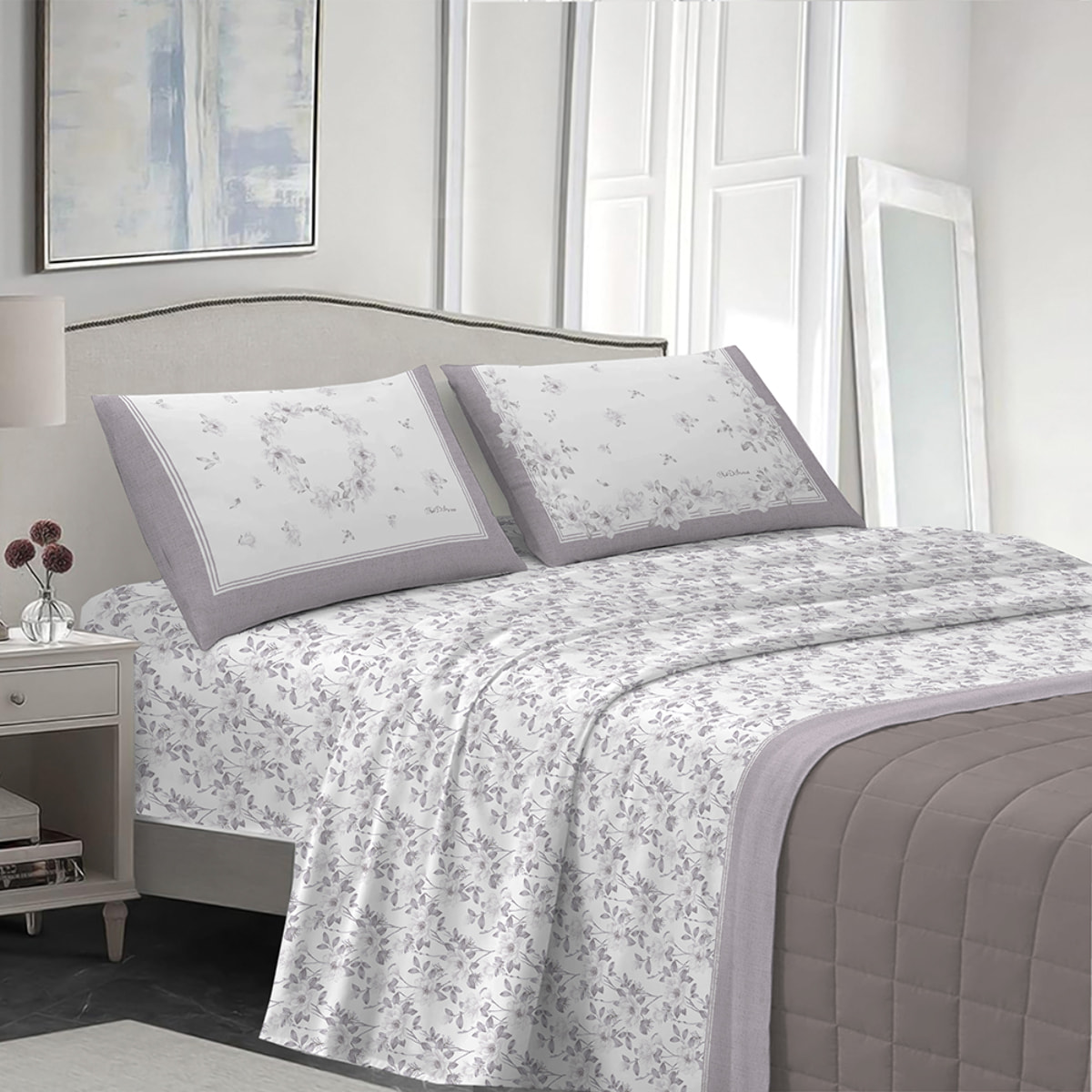 completo letto marsiglia beige in cotone 100% cotone
