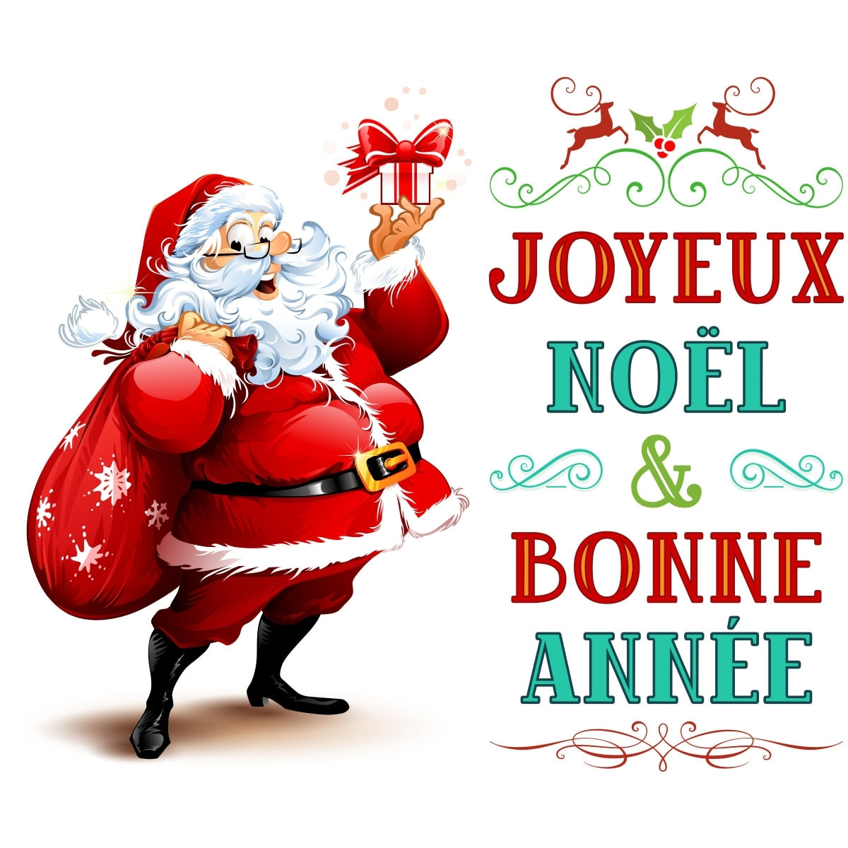 Sticker Noël père noël joyeux noël et bonne année - Autocollants stickers adhésifs noël - décoration fêtes