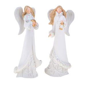 Angeli con Glitter - Pezzi 2 - 9,5xH22x7,5cm - Bianchi Dino SpA