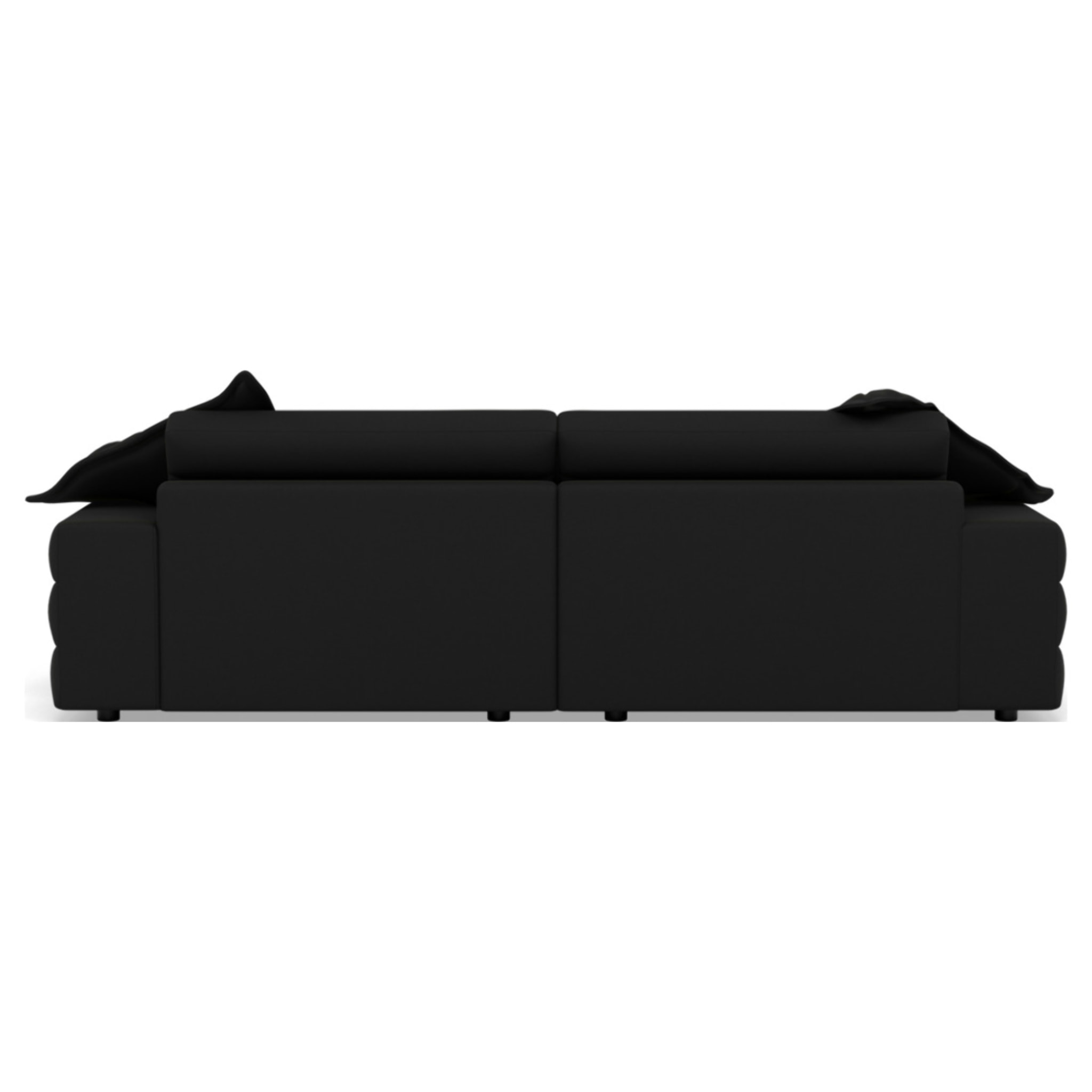 Giulia - canapé droit 4 places double méridienne - assise profonde - en tissu texturé - Noir