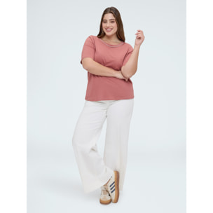 Fiorella Rubino - T-shirt in cotone con applicazioni luminose - Rosa