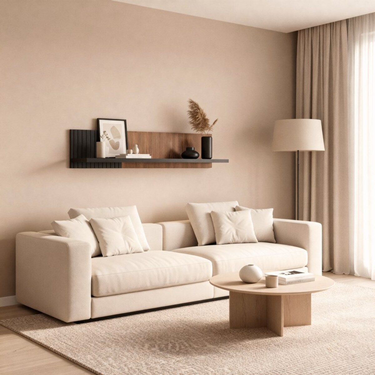 Mensola da muro moderna in legno noce e nero 110x20x25 cm – Toledo