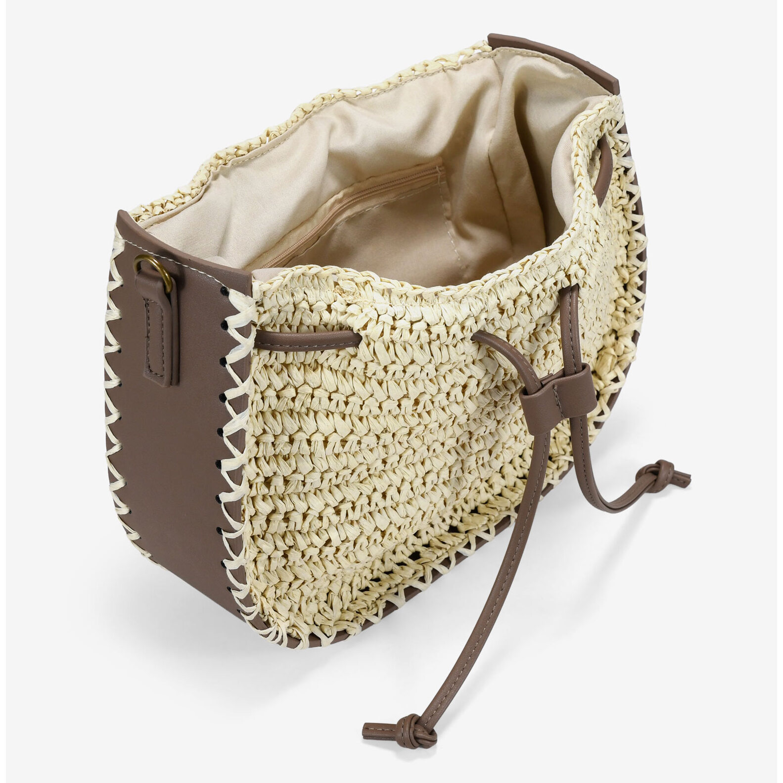 Bolso bandolera beige en rafia