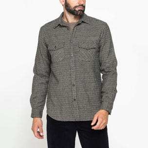 CAMICIA FANTASIA IN FLANELLA PESANTE CON DOPPIO TASCHINO
