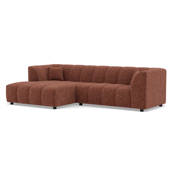 Curtis - canapé d'angle gauche 4 places avec accoudoir en tissu texturé - Terracotta