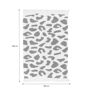 Tapis intérieur coton motif tacheté vert foncé avec franges Glen 160x230cm